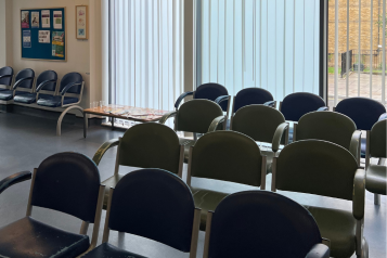 Empty chairs at a hospital clinics